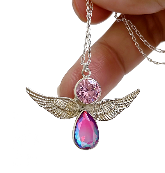 Collar Angel con Zirconia Rosa