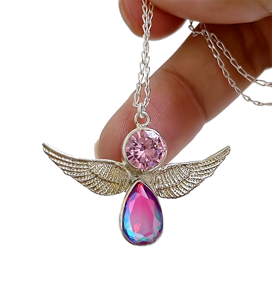 Collar Angel con Zirconia Rosa