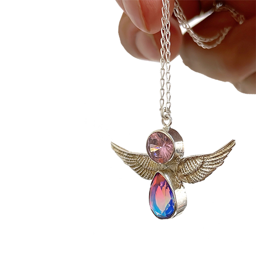 Collar Angel con Zirconia Rosa
