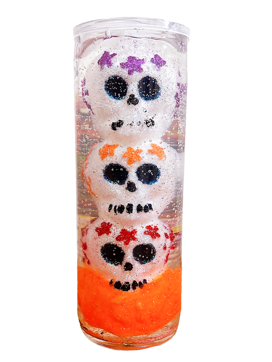 Veladora Gel - Calaveritas Blanco Naranja