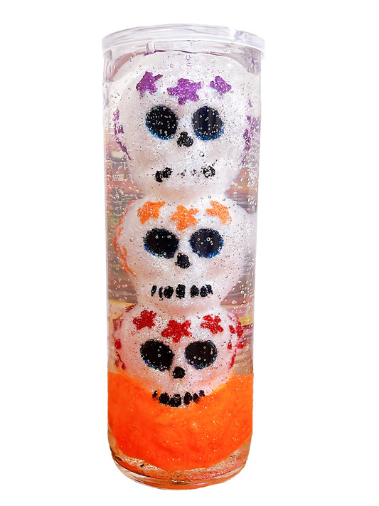 Veladora Gel - Calaveritas Blanco Naranja