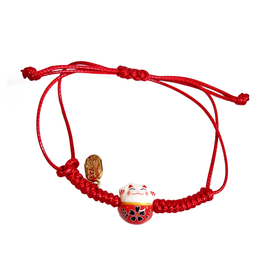 Pulsera de tela Gato de la suerte