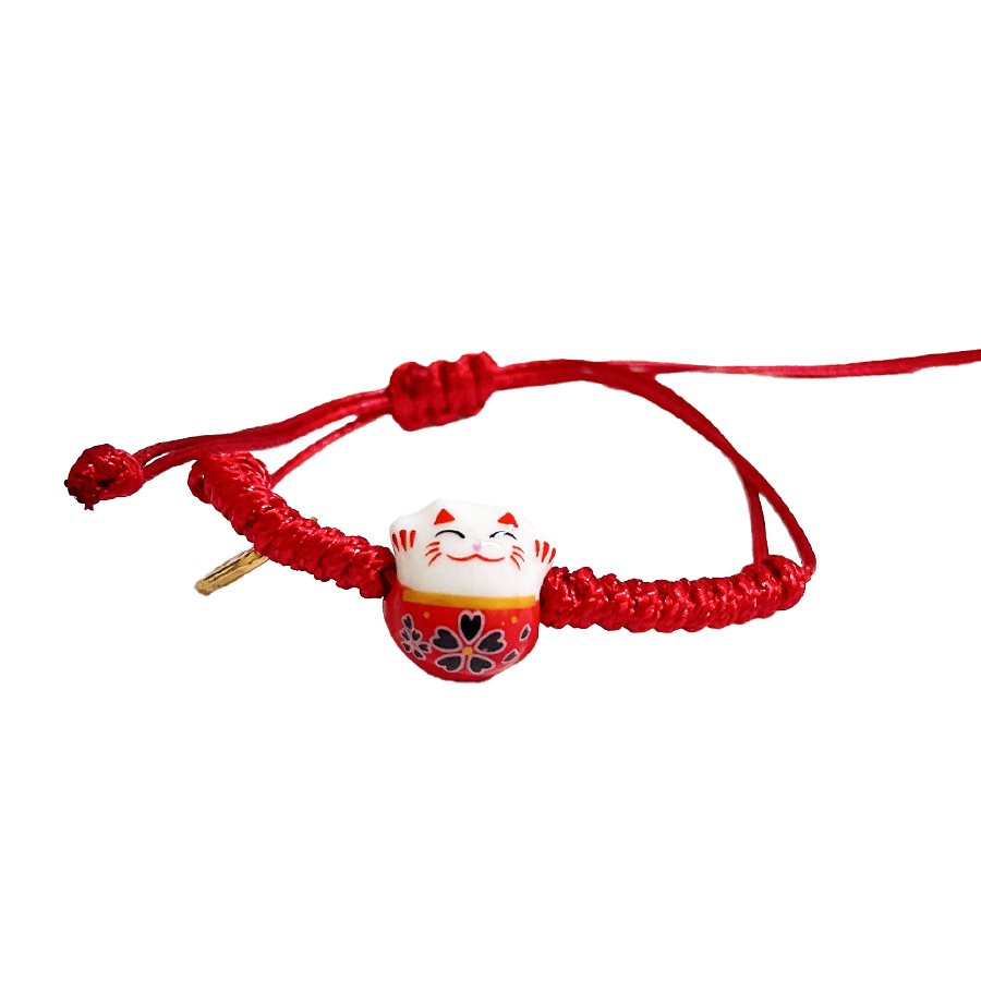 Pulsera de tela Gato de la suerte