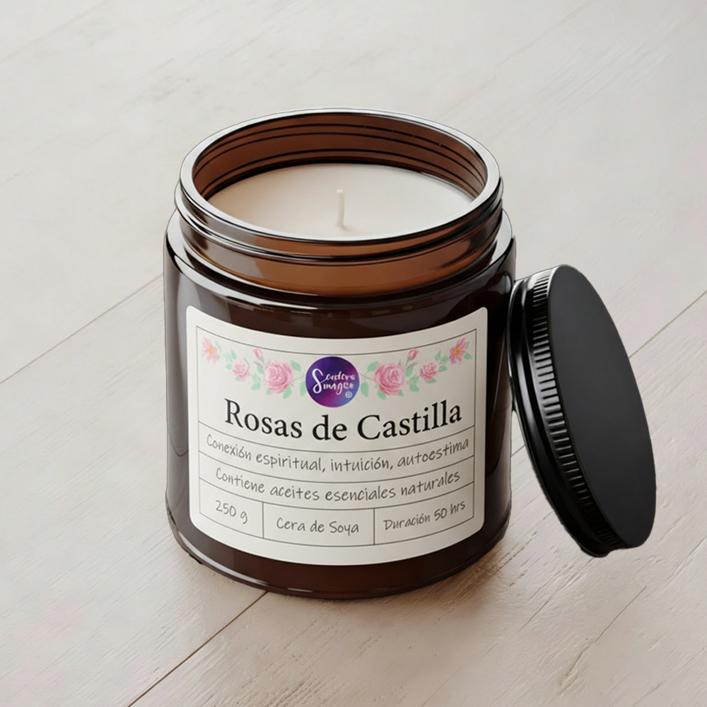 Vela Cera de Soya  - Aroma Rosas de Castilla