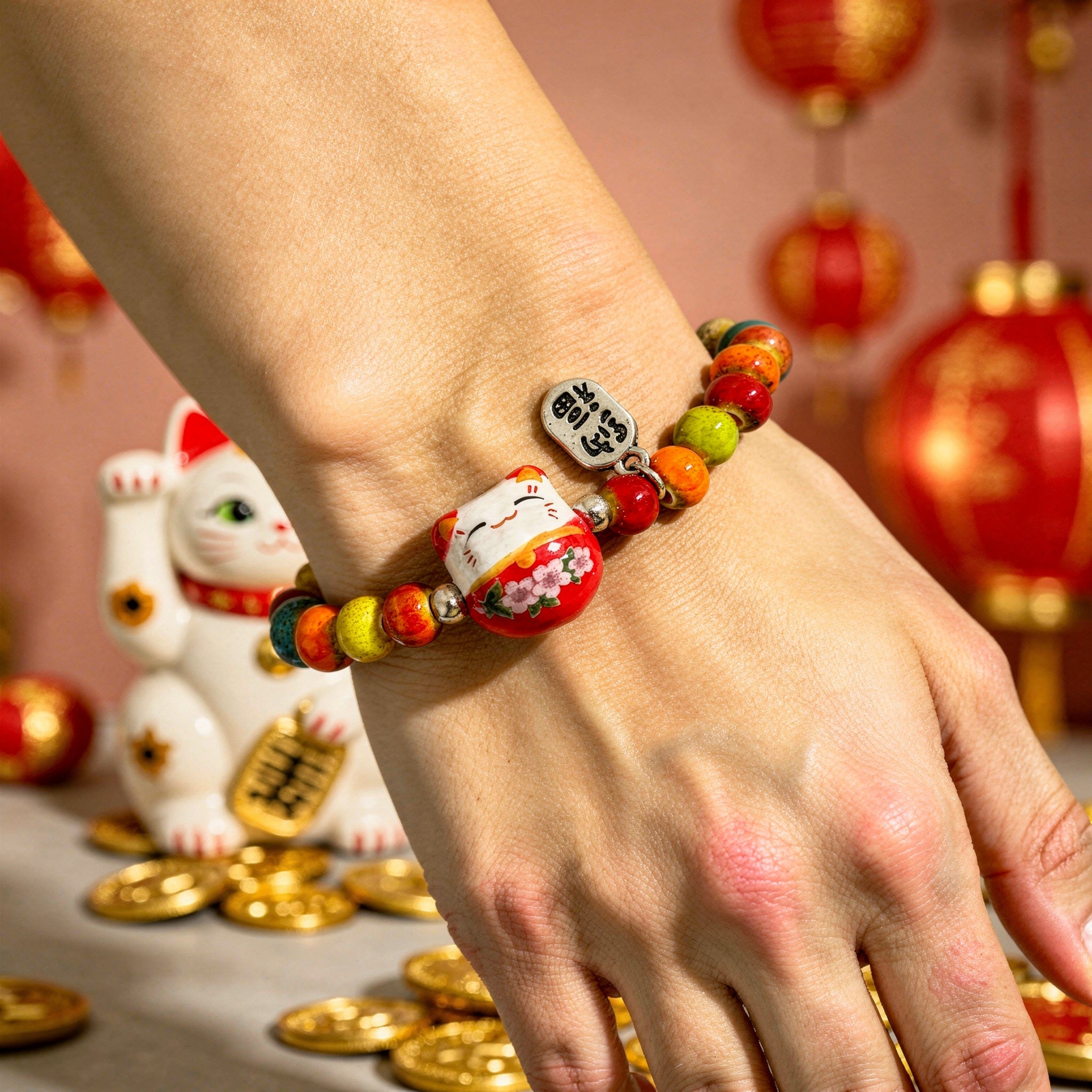 Pulsera de Gato cuentas de colores