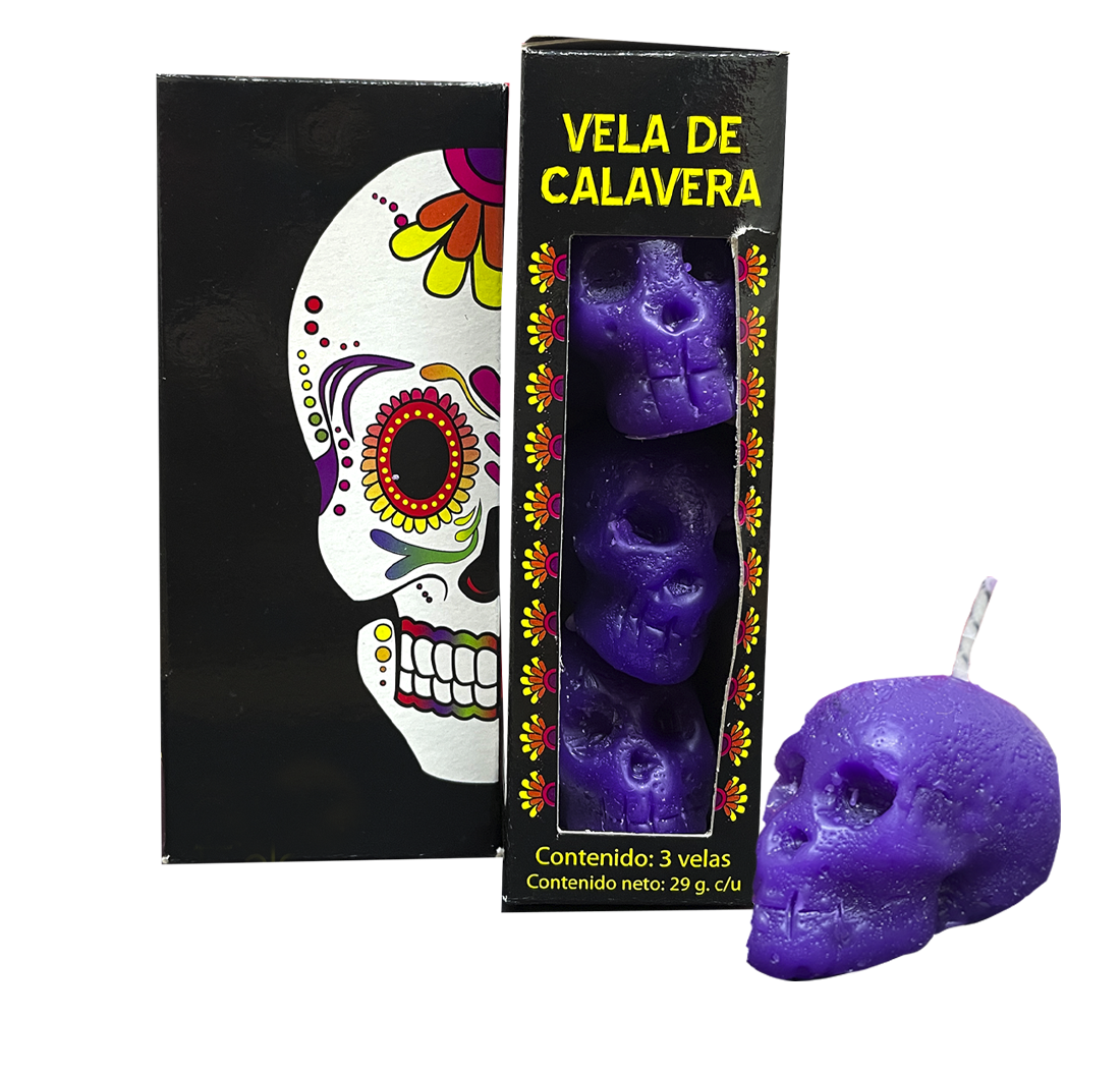 Vela aromática calavera 3 pzas