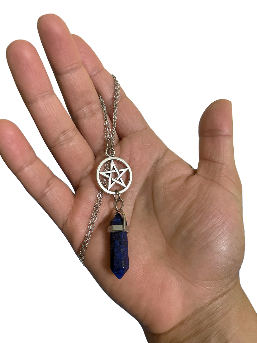 Collar pentagrama con cuarzo azul
