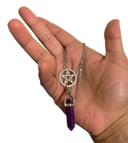 Collar pentagrama con cuarzo morado